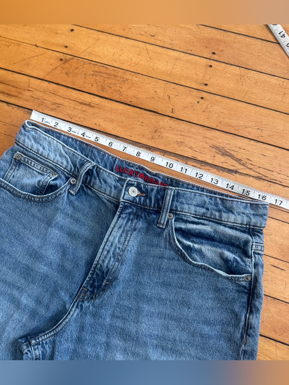 Lucky Brand wide leg baggy Y2K stitching blue jean denim pants size 10 30” - Picture 7 of 7